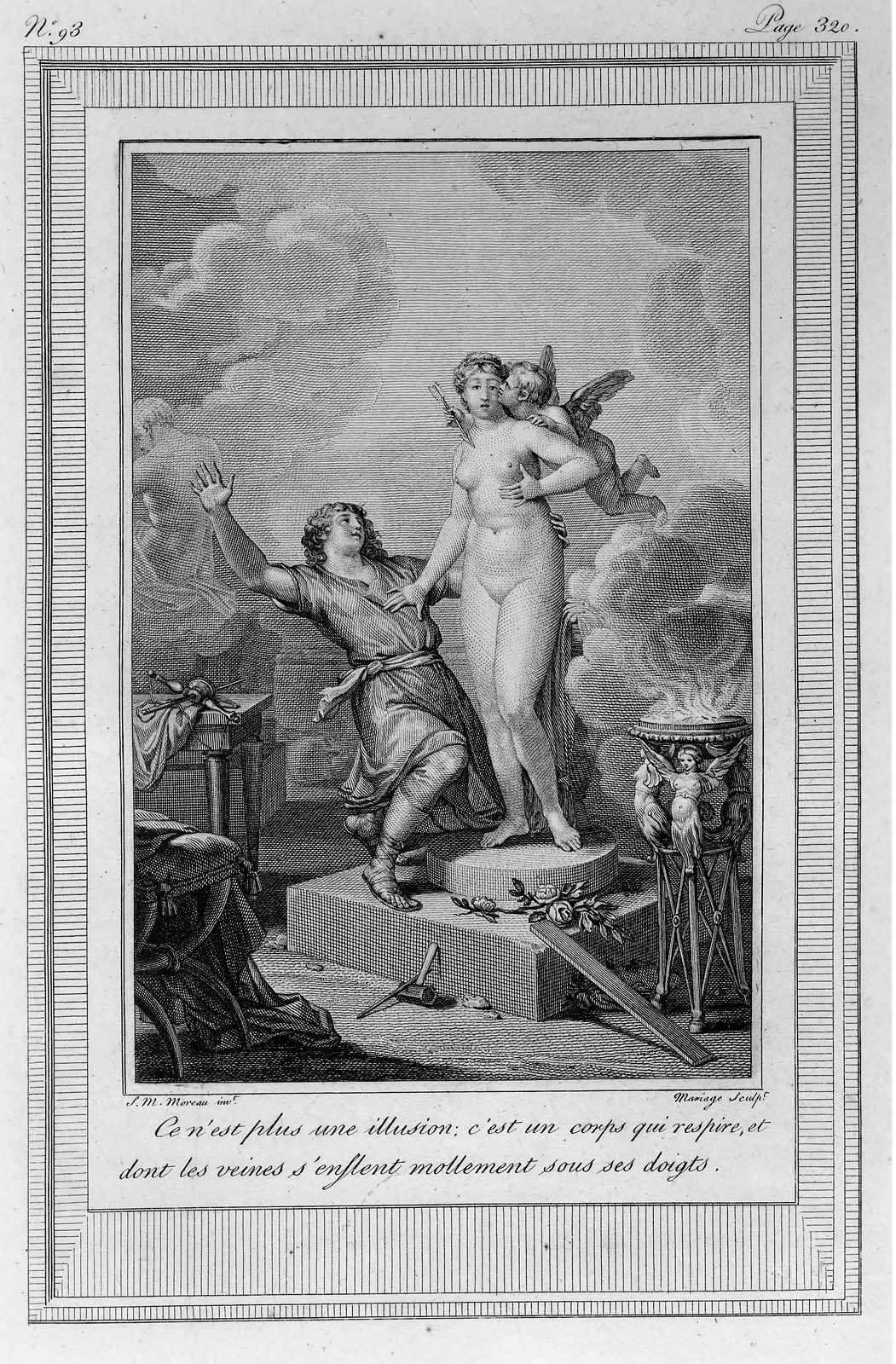 Pygmalion falls in love with his sculpture